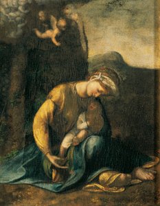 コレッジョとして知られるアントニオ・アッレグリ作のジプシーの少女（1489年-1534年頃）、木に油彩、49x37cm 作： (c.1489 1534) Correggio