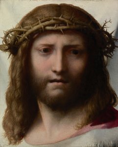 キリストの頭、1530年頃（パネルに油彩） 作： (c.1489 1534) Correggio