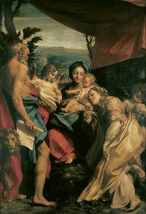 コレッジョとして知られるアントニオ・アッレグリによる聖ジェロームとマドンナ（その日）（1489-1534年頃）、キャンバスに油彩、205x141 cm、1528年頃 作： (c.1489 1534) Correggio