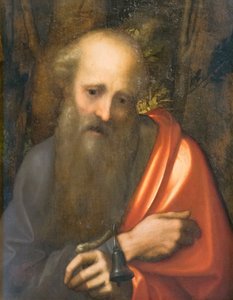 修道院長の聖アンソニー、コレッジョ（パネルに油彩） 作： (c.1489 1534) Correggio