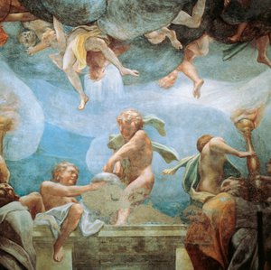 バルコニーに立つエフェベス、「聖母被昇天」より詳細 作： (c.1489 1534) Correggio