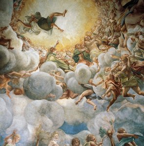 イヴとマリアの昇天、「聖母被昇天」の細部 作： (c.1489 1534) Correggio
