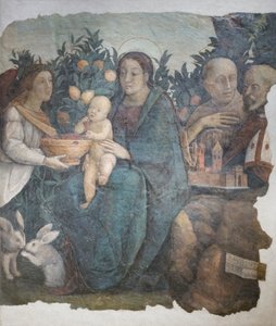 マドンナ・デイ・リモーニとして知られる聖フランチェスコとキリヌスの聖母子像 作： (c.1489 1534) Correggio