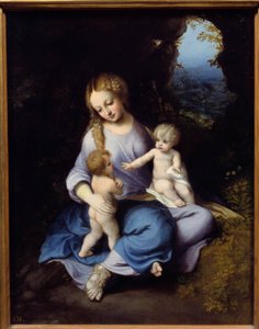 聖母、イエス、聖ヨハネの子供 アントニオ・アレグリ（コレッジョ、コレッジ 1489-1534）の絵画 16世紀 マドリード、プラド美術館 作： (c.1489 1534) Correggio