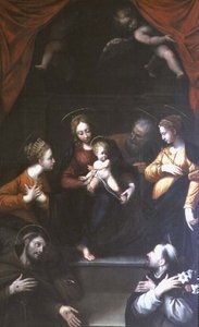 聖母子像と聖ヨセフ、その他の聖人たち 作： Innocenzo da Imola