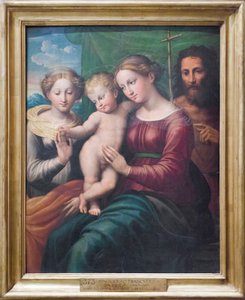 聖カタリナの神秘的な結婚（パネルに油彩） 作： Innocenzo da Imola