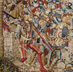 トロイア戦争：トロイの破壊、1470年頃（タペストリー） 作： (fl.1450 75) Master of Coetivy