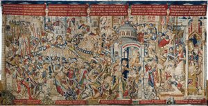 トロイア戦争：トロイの破壊、1470年頃（タペストリー）