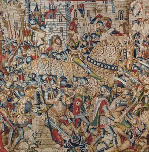 トロイア戦争：トロイの破壊、1470年頃（タペストリー） 作： (fl.1450 75) Master of Coetivy