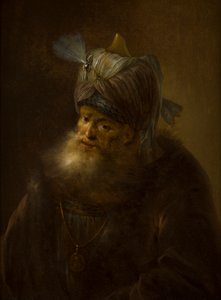 ターバンの男の肖像（キャンバスに油彩） 作： (follower of) Rembrandt Harmensz. van Rijn