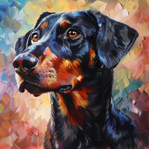 抽象的なローデシアンリッジバック犬の絵画、動物の装飾、壁のアートプリント 作： F. Abderrahim