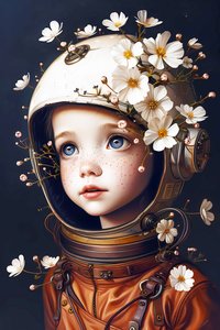 子供の宇宙飛行士 花, カスタム写真プリントサイズ 作： F. Abderrahim