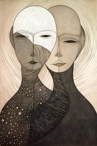 人物画 二人の女性 グスタフ・クリムト風 オンライン・キャンバス アート プリント 作： F. Abderrahim