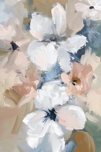 抽象的な花パステル ニュートラル アート プリント ベッドルーム モダンな壁飾り 作： F. Abderrahim