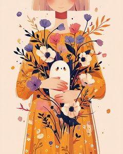 ミニマリストの花のアートプリントでスタイリッシュなインテリアの花の壁飾り 作： F. Abderrahim