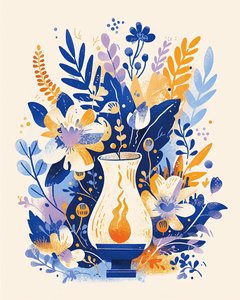 かわいいレトロな花の幽霊の家の装飾審美的な Boho の壁の芸術の印刷物 作： F. Abderrahim