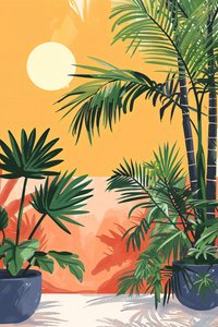ノヴァの観葉植物が描かれた美的なポスター（キャンバスプリント用 作： F. Abderrahim
