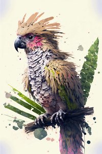 抽象的なオウムの絵画 : オンデマンドで鳥の壁アート＆キャンバスプリント 作： F. Abderrahim