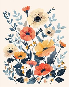 オンデマンドのボタニカル壁掛けアートプリントのためのボーホーの花の保育園 作： F. Abderrahim