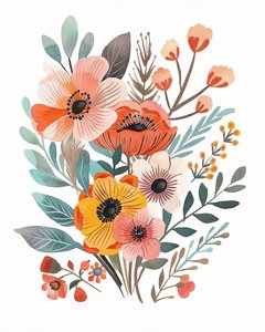 ボヘミアン・フローラル・ナーセリー、ボタニカル・ポスター、ウォールアート・プリント＆キャンバス・プリント 作： F. Abderrahim