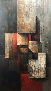 抽象的なパターン絵画：幾何学的な形状、垂直壁掛けアートプリント 作： F. Abderrahim