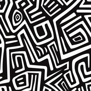 サルバドール文化からの白いストライプの絵画 壁掛け用アートプリント 作： F. Abderrahim