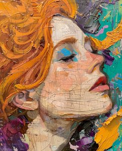 抽象的な絵画赤い髪の女性の肖像画の壁アートプリント fro 販売 作： F. Abderrahim