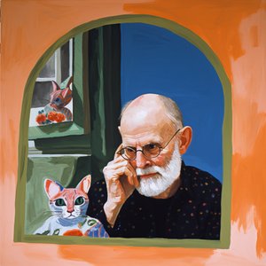 猫と鏡を見ているアーティスト、コンテンポラリーなキャンバスプリントとウォールアート 作： F. Abderrahim
