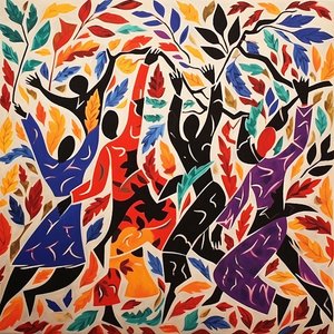 マティス風紅葉のダンス｜オンライン・カスタム・キャンバスの印刷 作： F. Abderrahim