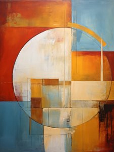 円形、リビングルームの壁の装飾のための抽象画、アートプリント 作： F. Abderrahim