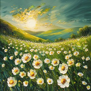 印象派の絵画、春の風景、モダンな壁の装飾のアイデア