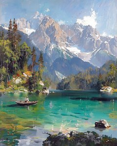 パノラマの山および湖の景色、安い壁の装飾 販売 作： F. Abderrahim