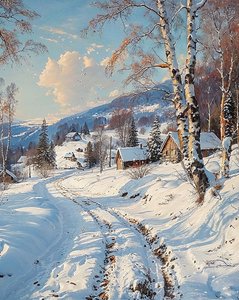 雪景色の風景 寝室の壁の装飾 作： F. Abderrahim