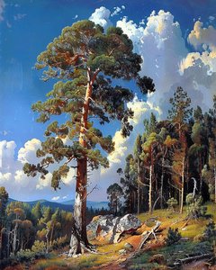 ロッキー崖と森林のある風景、オフィスの壁飾り 作： F. Abderrahim