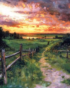 草原のある風景, 壁飾り 販売 作： F. Abderrahim