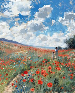 地平線まで続く丘の風景。 作： F. Abderrahim