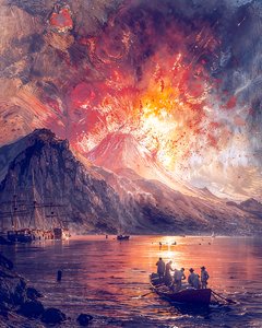 海辺の火山噴火、カスタム・キャンバス・プリント・オンライン 作： F. Abderrahim