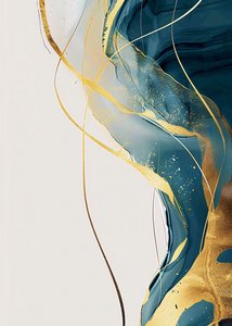 抽象的でミニマルなゴールド＆ターコイズ、ウォールデコレーションのアイデア 作： F. Abderrahim