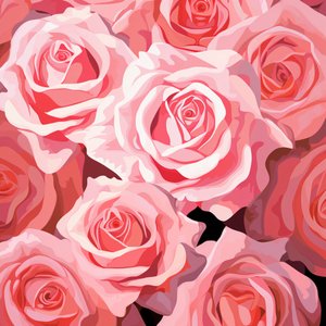 高解像度のバラの花束のイラスト、キャンバス＆壁飾り 作： F. Abderrahim