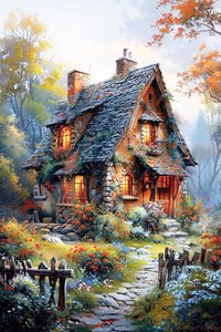 キャンバスに描かれた風景画、ファームハウスの絵画、自然の壁の装飾 作： F. Abderrahim