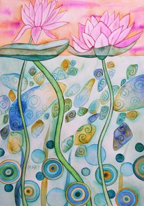 睡蓮 作： Marys Watercolors