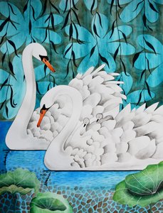 スワンファミリー 作： Marys Watercolors