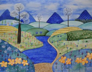 山の世界 作： Marys Watercolors