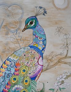 誇り高き孔雀 作： Marys Watercolors