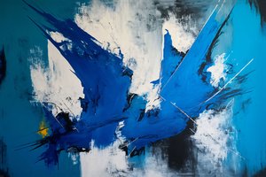 抽象的な油絵銀と青の色、オンデマンドでキャンバスプリント 作： ファフタリ・アブデラヒム