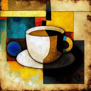 カジミール・スタイルのコーヒー・ペインティング、オンデマンド・キャンバス・プリント 作： ファフタリ・アブデラヒム