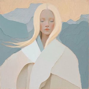 抽象画, 白衣を着た金髪の少女, 壁掛けアート｜オンデマンド印刷 作： ファフタリ・アブデラヒム