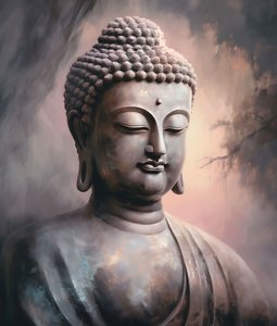 瞑想に座る仏陀の肖像、プリントのための精神的な壁の家の装飾 作： ファフタリ・アブデラヒム