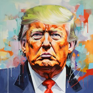 ドナルド・トランプのキャンバス油絵プリント、額入り木製壁掛けアートプリント 作： ファフタリ・アブデラヒム
