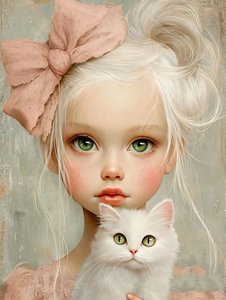 リトル・ガール・ウィズ・キャット , 壁飾り｜オンデマンド印刷 作： ファフタリ・アブデラヒム